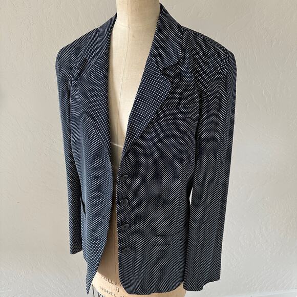 TALBOTS Womens Navy White Mini Dot Button Closure Size 6 Academia Career Preppy - Picture 2 of 7